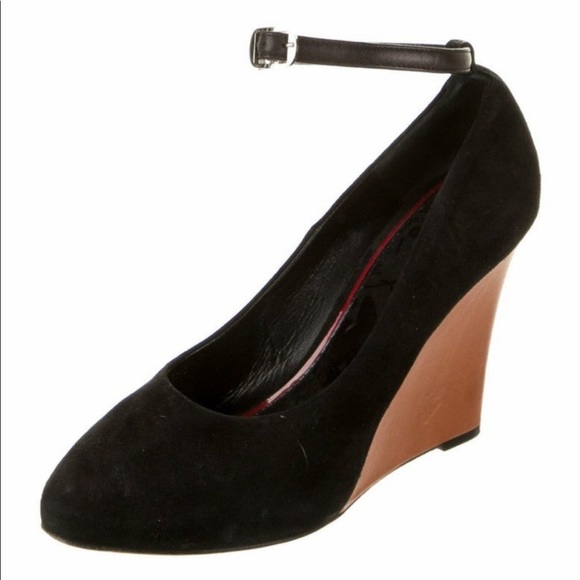 Celine black suede and brown leather wedges - Picture 5 of 17